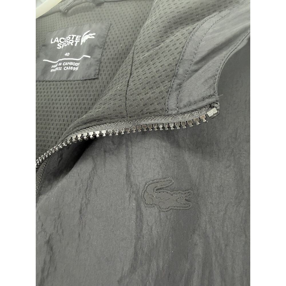 Lacoste Sport Womens Light Zippered Tennis Jacket Windbreaker Hood Black Size 40 - Picture 7 of 10